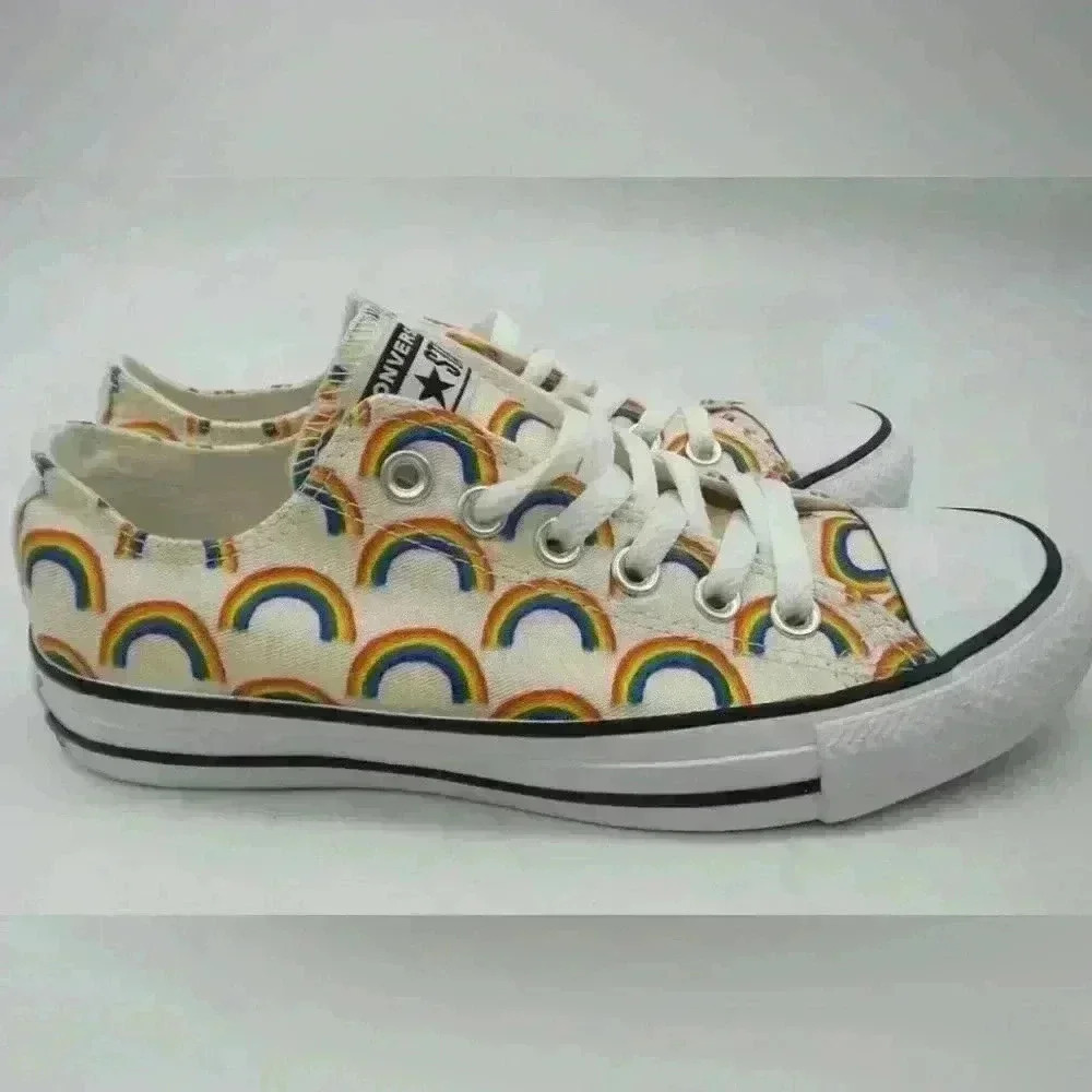 Converse Low-Top Rainbow Pattern Cap Toe Sneakers… - image 3